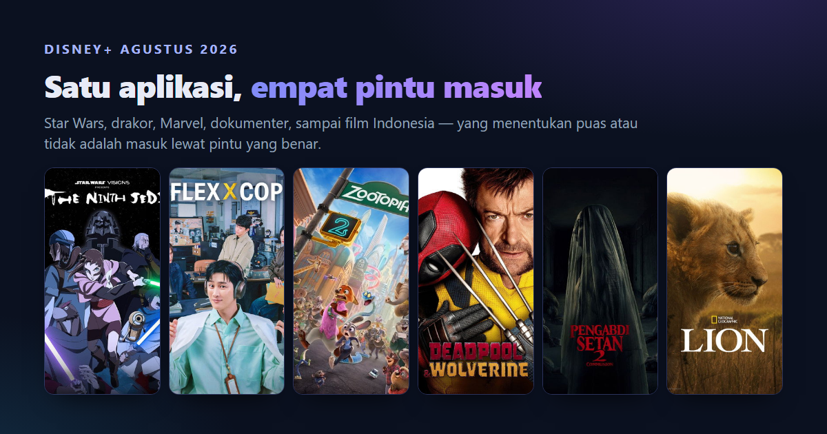 Poster sebagian judul Disney+ Agustus 2026